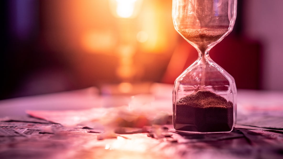 Focused hourglass with bokeh background